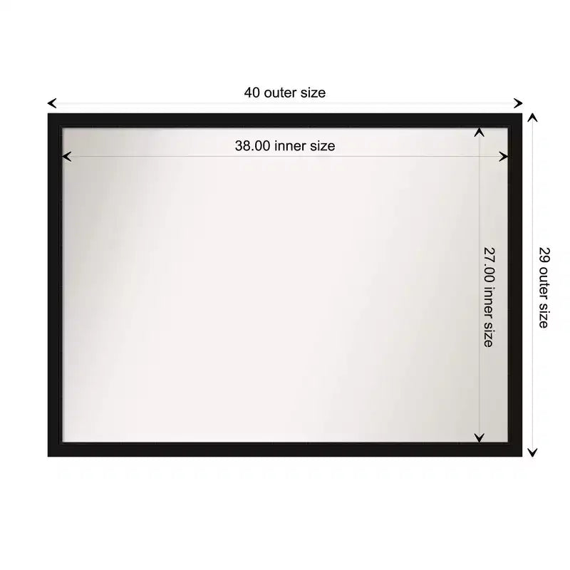 Miroir mural étroit Avon noir, non biseauté, 40" x 29"