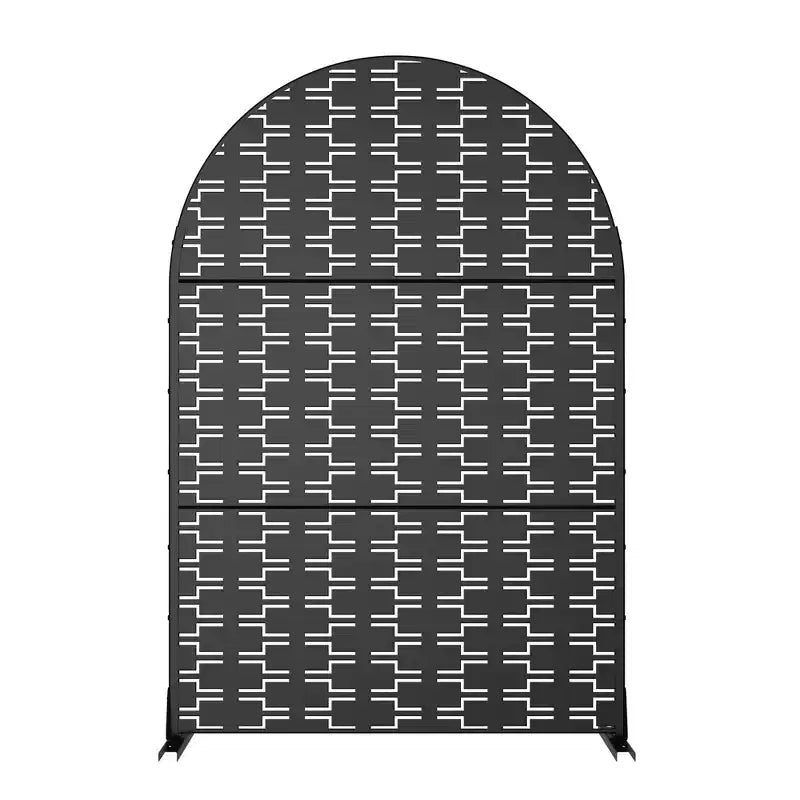 Paravent en briques 01 Arche noire Tôle galvanisée 183x119x41cm Ensemble de 3 pièces