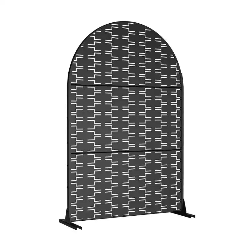 Paravent en briques 01 Arche noire Tôle galvanisée 183x119x41cm Ensemble de 3 pièces