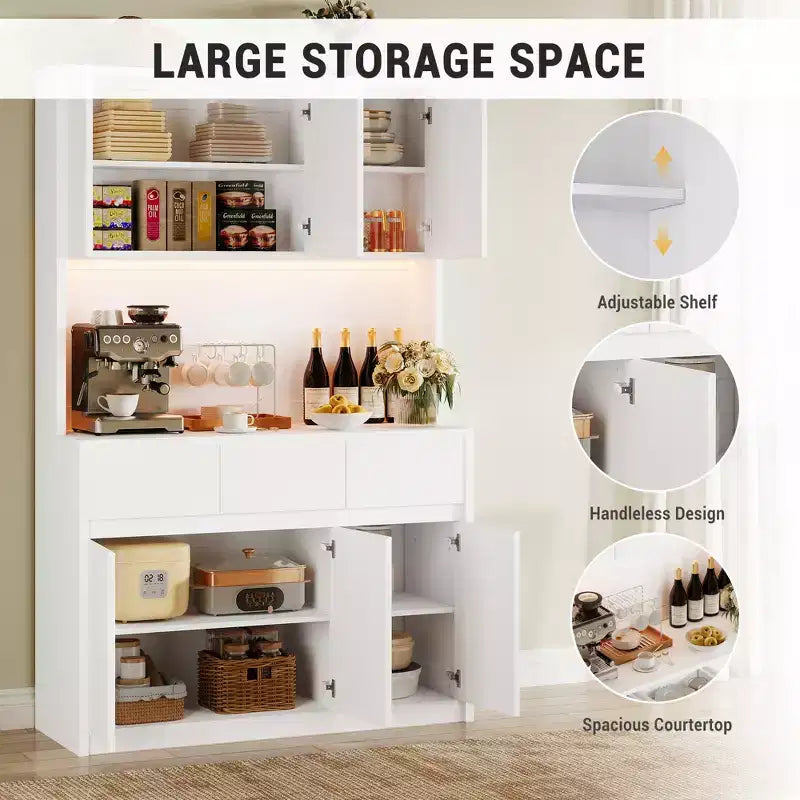 Éclairage DEL, Prises électriques, Armoire de cuisine moderne, Étagères réglables