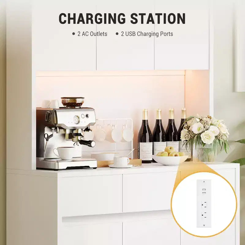 Éclairage DEL, Prises électriques, Armoire de cuisine moderne, Étagères réglables
