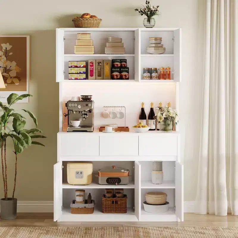 Éclairage DEL, Prises électriques, Armoire de cuisine moderne, Étagères réglables
