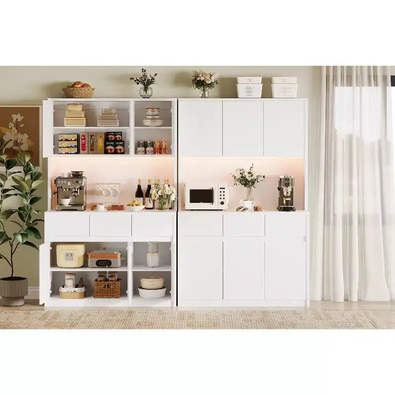 Éclairage DEL, Prises électriques, Armoire de cuisine moderne, Étagères réglables