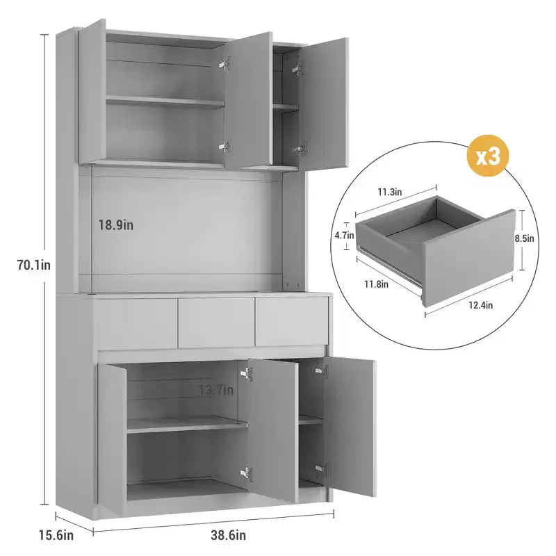 Éclairage DEL, Prises électriques, Armoire de cuisine moderne, Étagères réglables