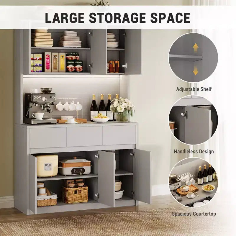 Éclairage DEL, Prises électriques, Armoire de cuisine moderne, Étagères réglables
