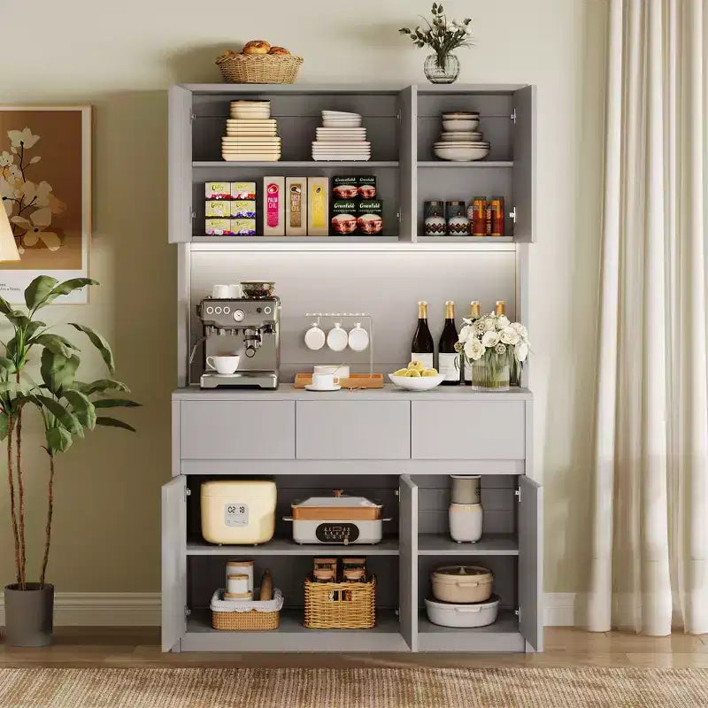 Éclairage DEL, Prises électriques, Armoire de cuisine moderne, Étagères réglables