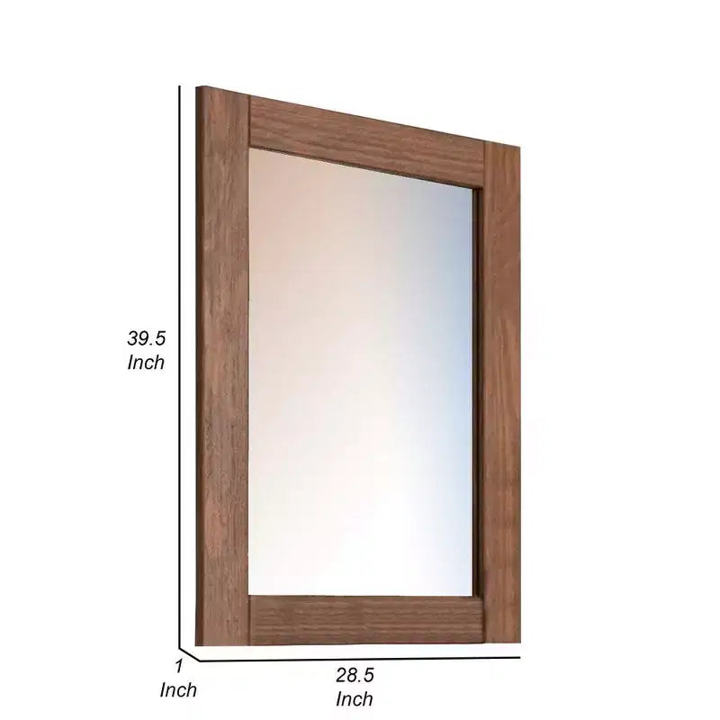 Miroir de commode, cadre rectangulaire, bois de pin brésilien d'acajou