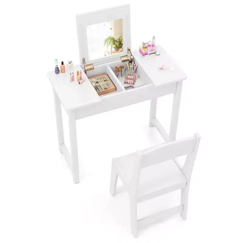 Coiffeuse et chaise pour enfants 2-en-1 Ensemble de maquillage princesse