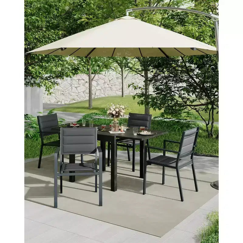 Lot de 2 chaises de salle à manger en aluminium pour terrasse avec accoudoirs et assise plus large, chaises empilables toutes saisons pour balcon, jardin, arrière-cour
