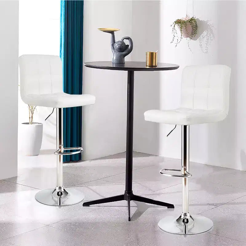 Lot de 2 tabourets de bar réglables en cuir PU pivotants pour cuisine ou bar, blanc