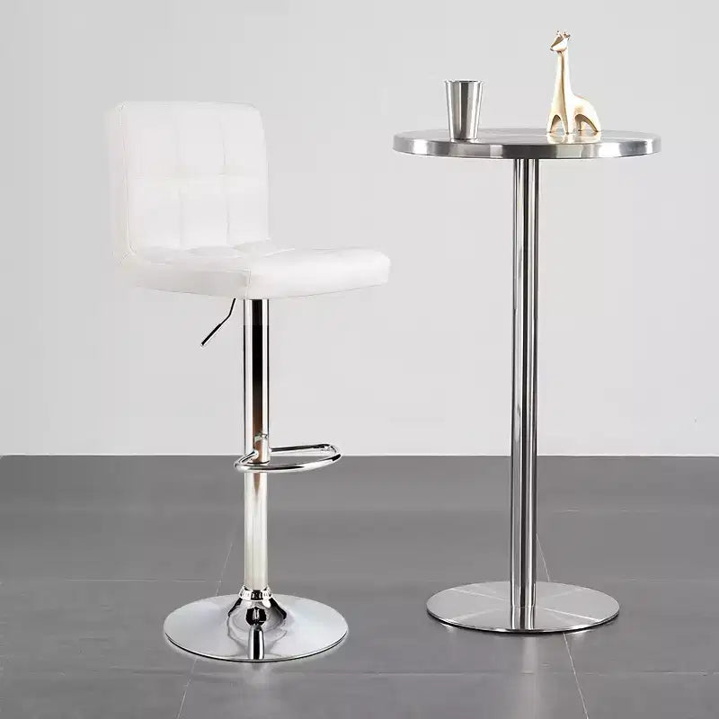 Lot de 2 tabourets de bar réglables en cuir PU pivotants pour cuisine ou bar, blanc