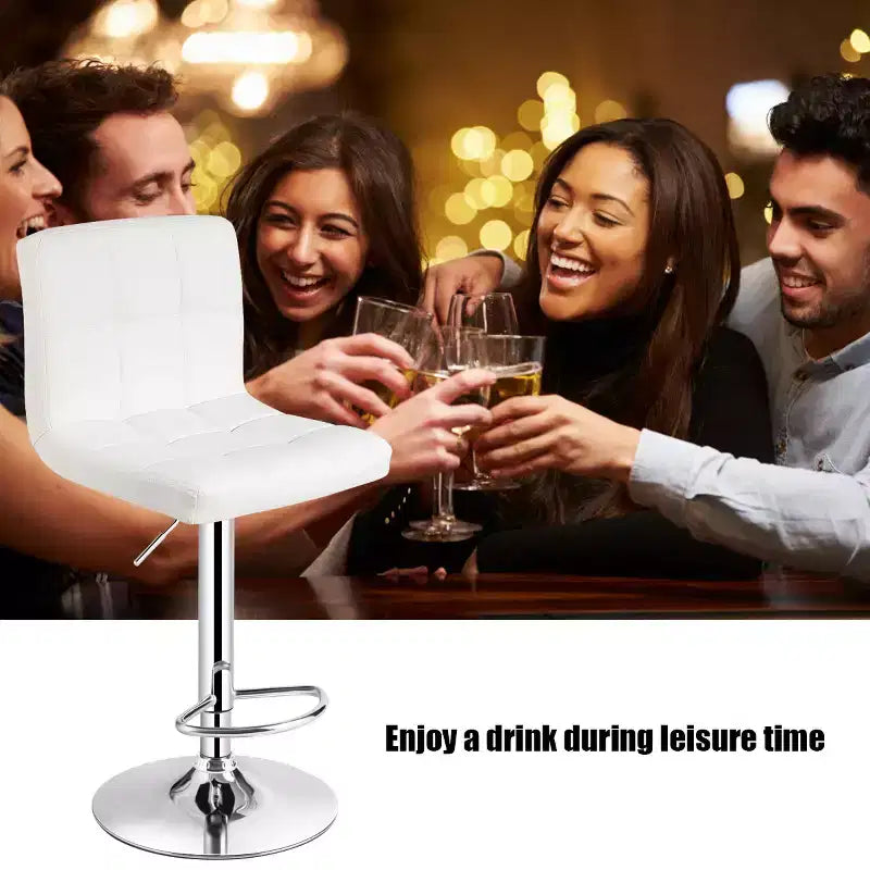 Lot de 2 tabourets de bar réglables en cuir PU pivotants pour cuisine ou bar, blanc