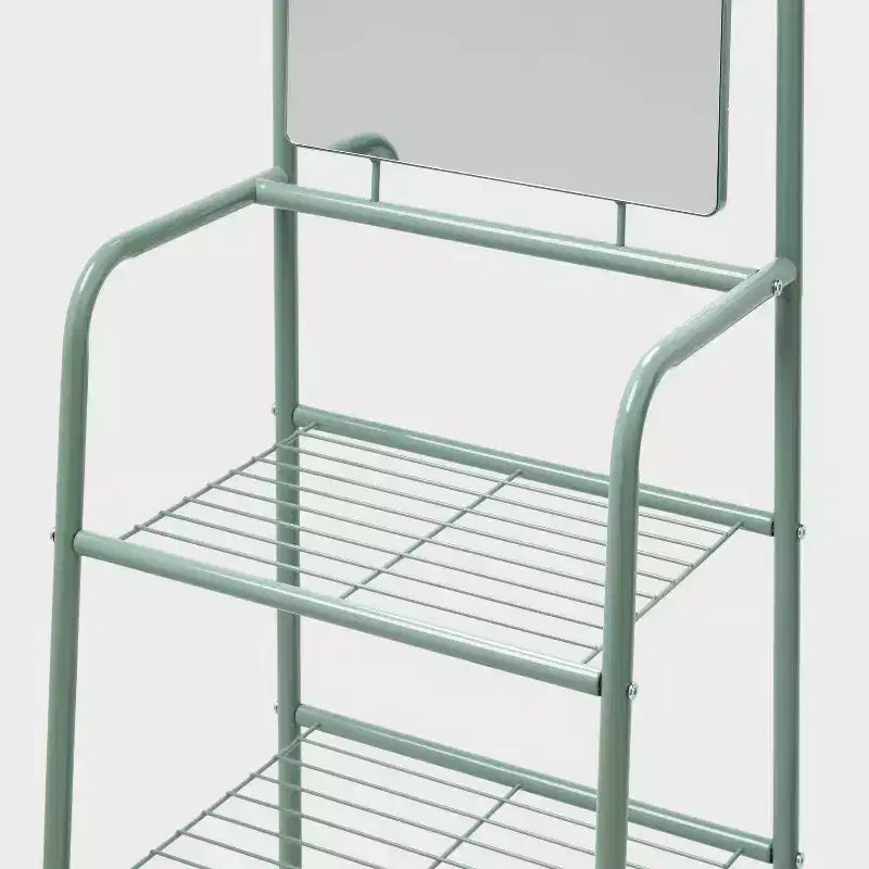 Portant à vêtements en métal avec miroir et étagères - Brightroom