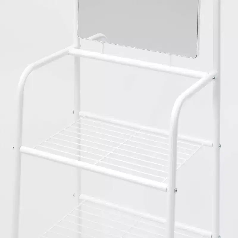 Portant à vêtements en métal avec miroir et étagères - Brightroom